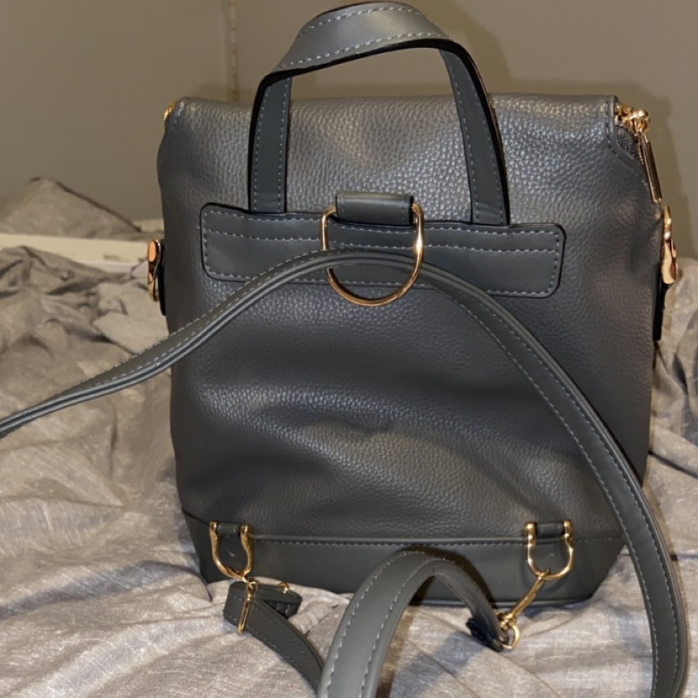 Gray Leather Mini Backpack - Picture 2 of 4